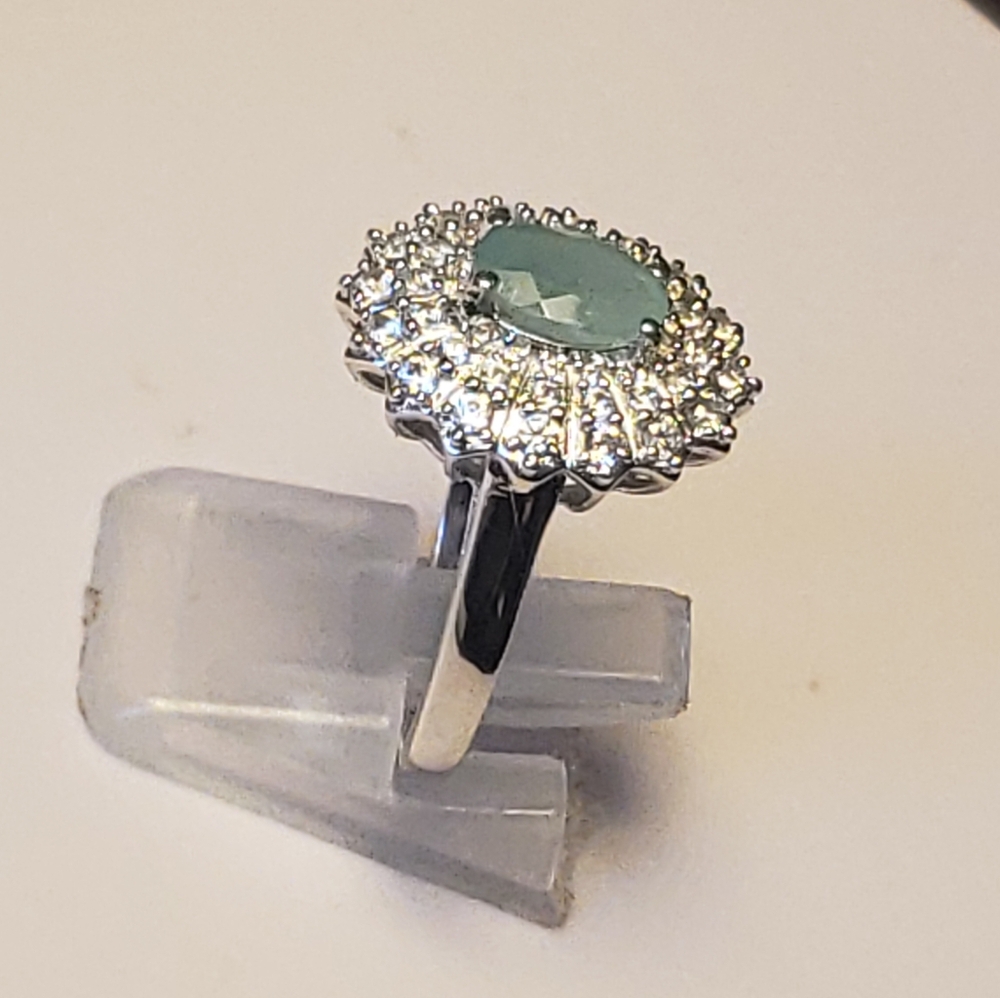 NWOT Genuine Grandidierite & White Zircon Halo Ring - Picture 8 of 10